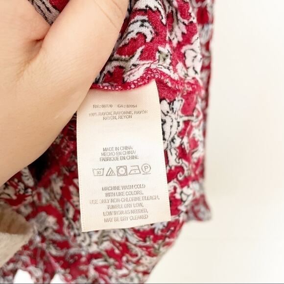 Anthropologie Feather Bone Latrobe Floral Lace Up Smocked Peplum Blouse Size 0 - Picture 9 of 10